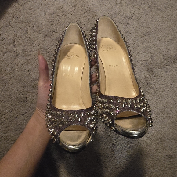 Studded Peep-Toe Heels - Picture 2 of 5